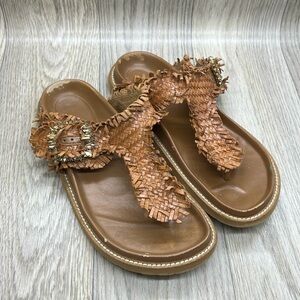 Elegant Tan Woven Sandals